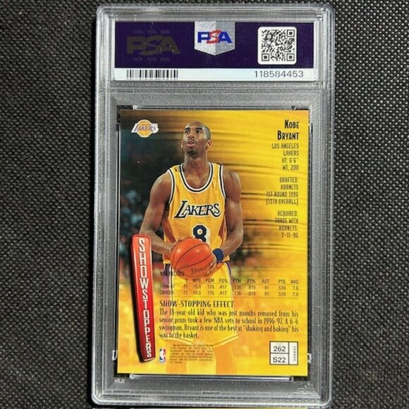 KOBE BRYANT 1997 TOPPS FINEST #262 PSA 10 GEM MINT LAKERS SHOWSTOPPERS GOAT HOF - Picture 2 of 2